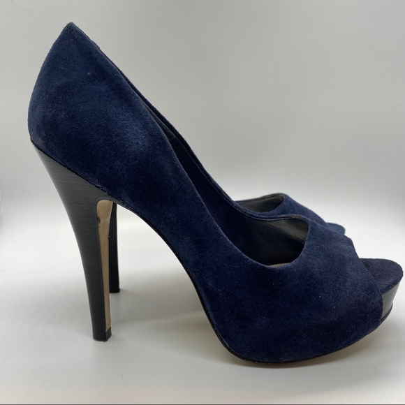 Jessica Simpson Shoes - Jessica Simpson Dark Blue Open Toe Platform Heel 7